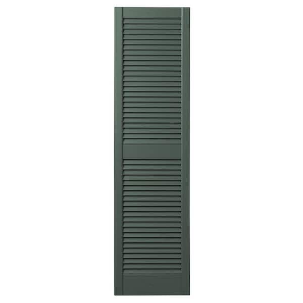 Ply Gem 12 in. x 59 in. Open Louvered Polypropylene Shutters Pair in Green