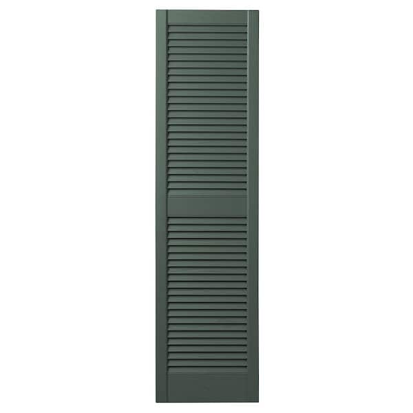 Ply Gem 15 in. x 55 in. Open Louvered Polypropylene Shutters Pair in Green
