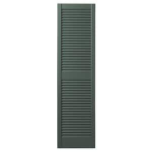 15 in. x 59 in. Open Louvered Polypropylene Shutters Pair in Green