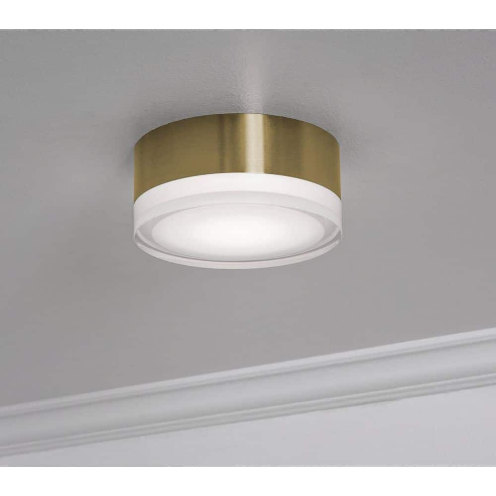 Emma 5.75 in. Round Antique Light Antique Brass Integrated LED Flush Mount Warm White with White Glass Shade price history on PriceWatchPro