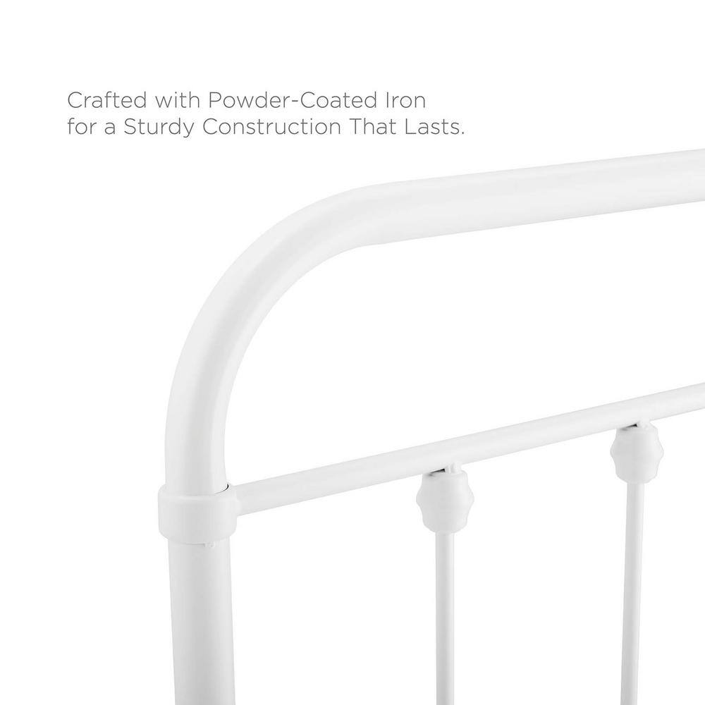 Sage White Powder-Coated Metal Queen Headboard