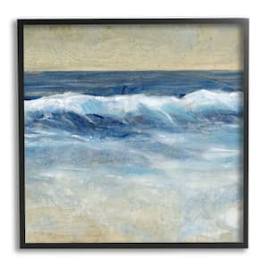 ''Incoming Beach Tide Contemporary Painting Soft Whitecaps'' by Tim O'Toole Framed Nature Wall Art Print 24 in. x 24 in.