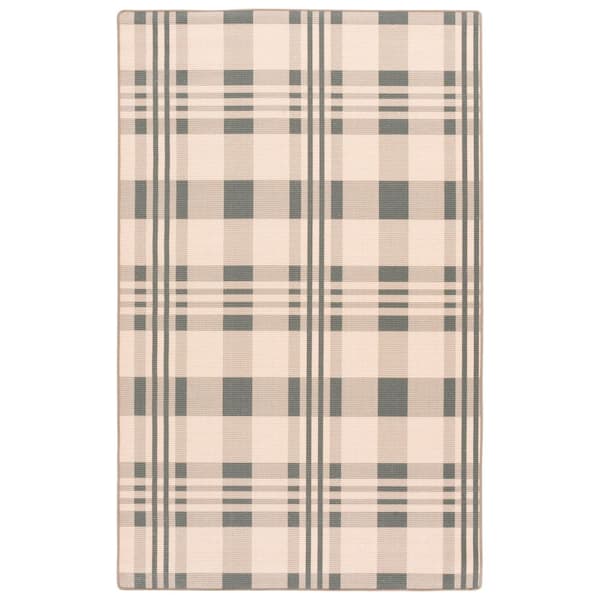 Natural Fiber 5 x 8 Natural/Green Plaid Area Rug