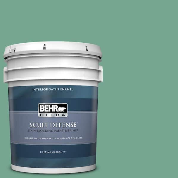 BEHR ULTRA 5 gal. #M420-5 Free Green Extra Durable Satin Enamel Interior Paint & Primer