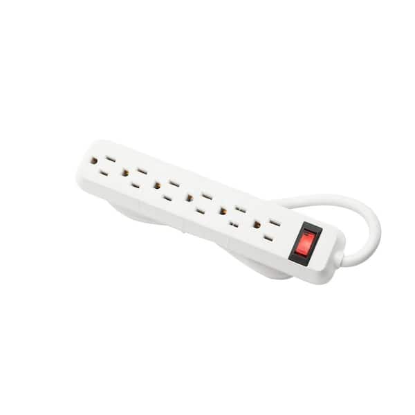 6 Outlet Power Strip with 15' Cord - 3-prong - 6 x AC Power - 15 ft Cord -  110 V AC Voltage - Strip, Wall Mountable - Platinum - Thomas Business  Center Inc