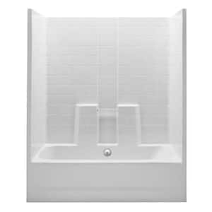 Everyday 60 in. x 30 in. x 74 in. 1-Piece Bath and Shower Kit with Center Drain in White