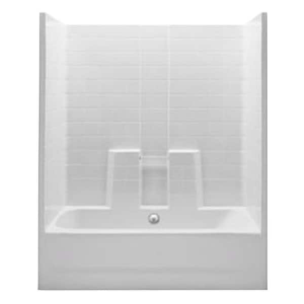 Aquatic Everyday 60 in. x 30 in. x 74 in. 1-Piece Bath and Shower Kit with Center Drain in White
