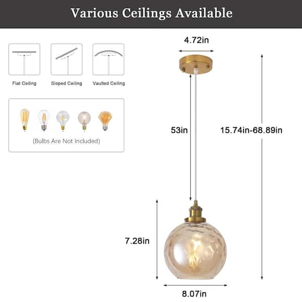 ADSENSTY 1 Light Amber Modern Globe Single Pendant Lighting With