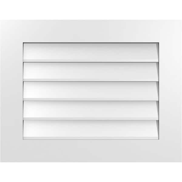 Ekena Millwork 28 in. x 22 in. Vertical Surface Mount PVC Gable Vent: Decorative with Standard Frame