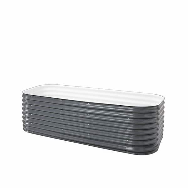 Modern Gray Metal Oval Modular 10-in-1 Raised Planter Garden Bed Kits (96 in. L x 48 in. W x 26 in. H)