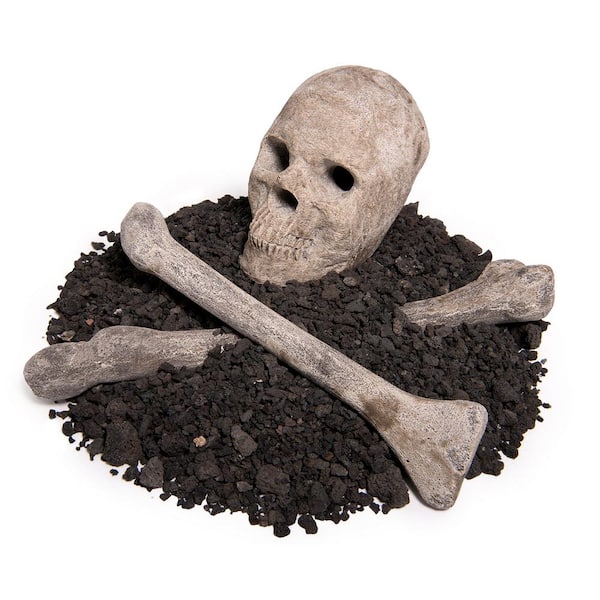 Skull and Crossbones Ceramic Fire Pit Decoration for Fire Pits and