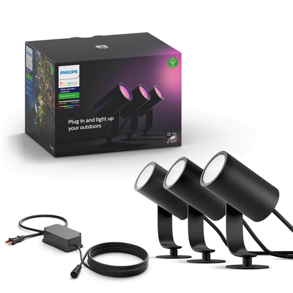 Philips Hue Lily Outdoor Black Spot Light Smart Color Changing Low