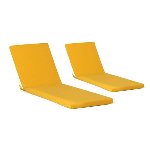 FadingFree (Set of 2) 21.5 in. x 26 in. x 2.5 in. Outdoor Patio Chaise Lounge Chair Cushion Set in Yellow