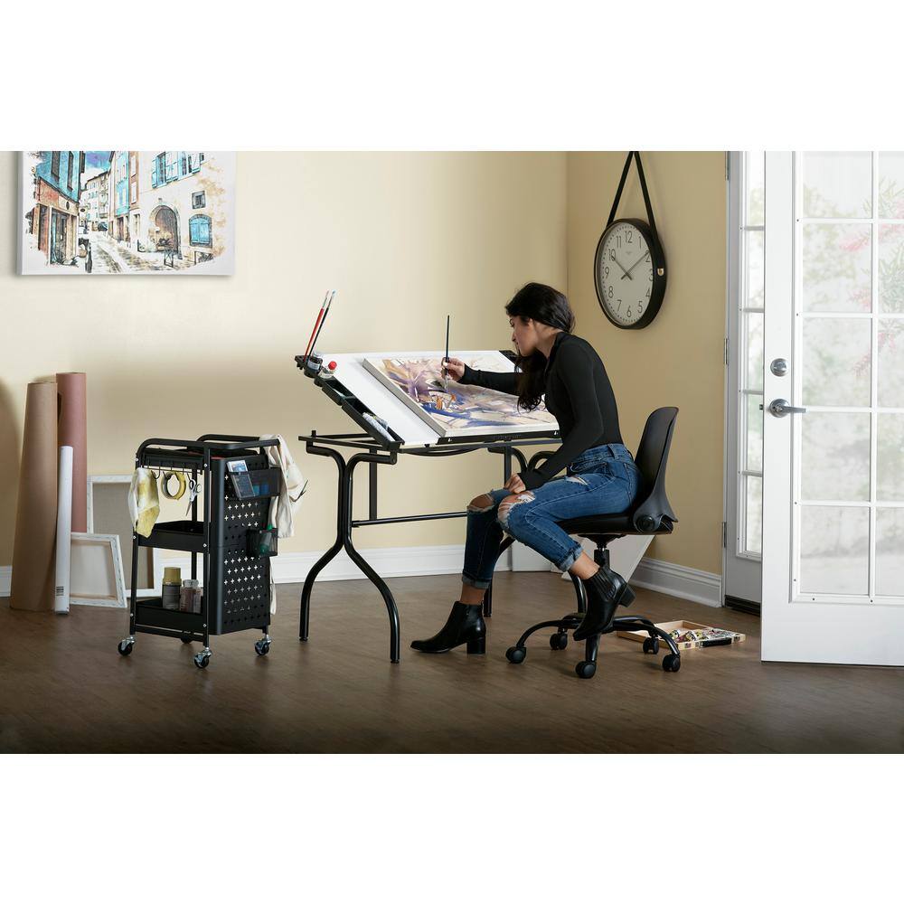 Futura Black Tempered Glass Adjustable Craft Desk