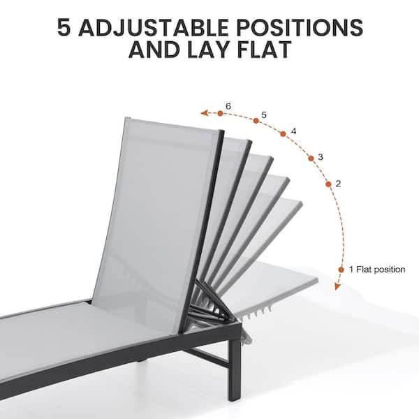 Crestlive Products 2-Piece Metal Outdoor Chaise Lounge Chairs with 5-Adjustable Positions and Textilene in Light Gray - image 3