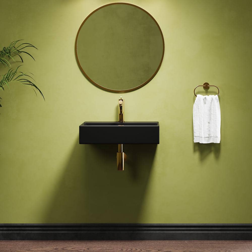 Turner Matte Black Ceramic Wall-Mount Rectangular Bathroom Sink