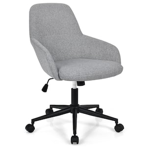 Linen Fabric Reclining Backrest Adjustable Height Office Chair with Upholstered Seat in Gray