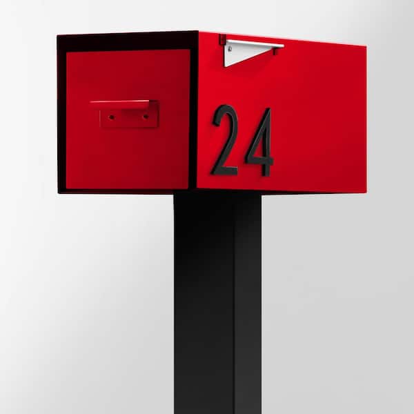 The Malone Color Series-Red Malone Post Mounted Mailbox with Black Post