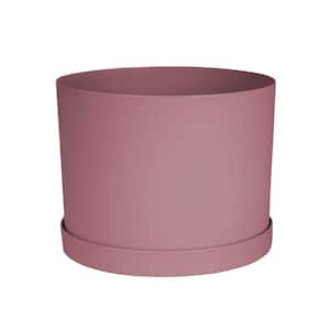 Mathers 8.5 in. L x 8.5 in. W x 6.625 in. H 5.6 qt. Dusty Rose Indoor/Outdoor Plastic Planter with Saucer