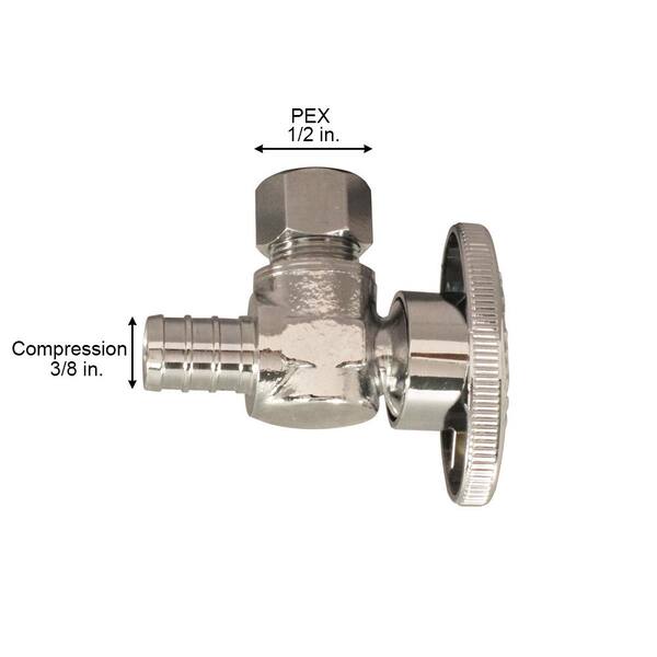 LEAD-FREE 20PCS 1/2 Inch Pex X 3/8 Inch OD Brass 1/4 Turn Angle Stop Valve 