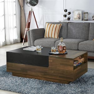 Quarterman 47.28 in. Light Hickory Rectangle Wood Coffee Table with Storage
