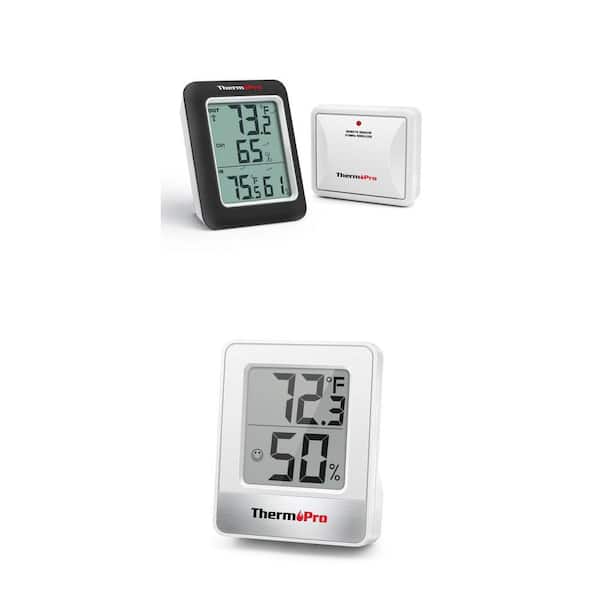 Digital Hygrometer Indoor Outdoor Thermometer Wireless Temperature and Humidity Gauge and TP49W Monitor Combo