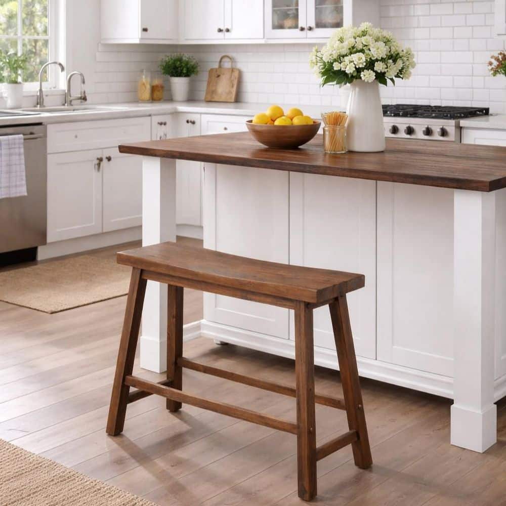 24 in. H x 33 in. W Sonoma Chestnut Wire-Brush Wood Bench