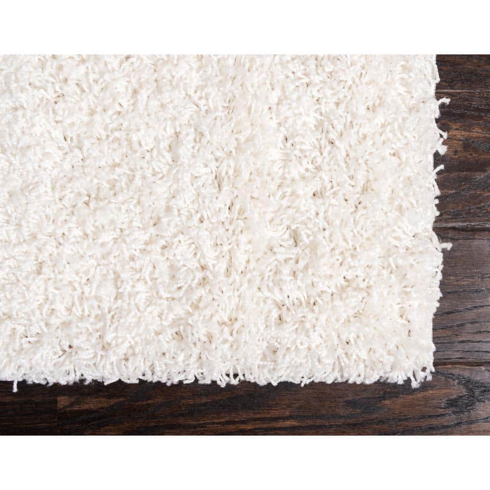 Reversible Snow White and Blue Solid Shag 4' x 6' Rug