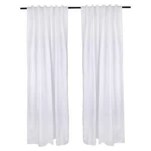 White Linen Tab Top Room Darkening Curtain - 50 in. W x 108 in. L (Set of 2)