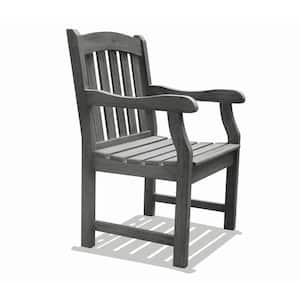 Renaissance Outdoor Patio Hand-Scraped Wood Garden Armchair, Dining Chair in Gray