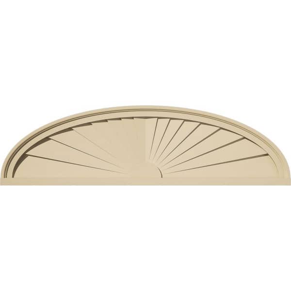 Ekena Millwork 40-in. W x 11-in. H x 2-in. P Elliptical Sunburst Signature Urethane Pediment, Primed Tan