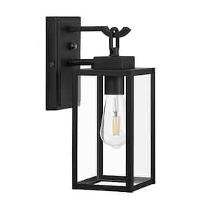 6 in. Black 1-Light Outdoor Wall Sconce with Dusk to Dawn Sensor