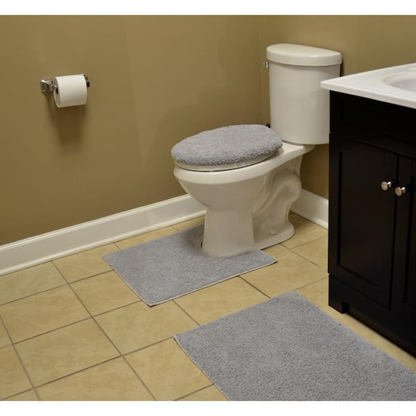 Sussexhome Solid Gray Bathroom Rugs Sets, Shower Rugs with Toilet Rugs U  Shaped, Non Slip Bath