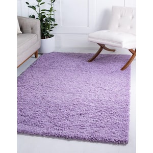 Solid Shag Lilac 7 ft. x 10 ft. Area Rug