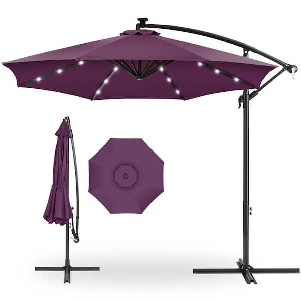 10 ft. Steel Cantilever Solar Tilt Patio Umbrella in