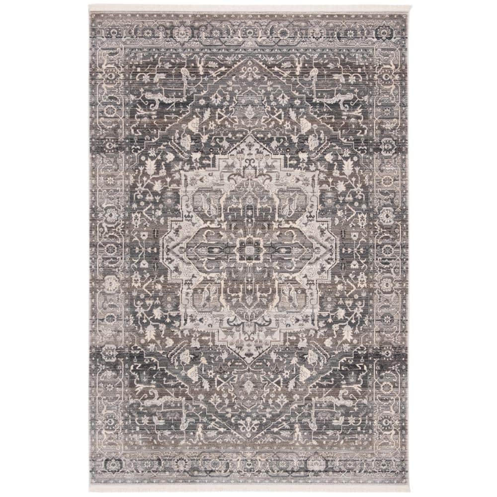 Grey Charcoal Synthetic Hand-Knotted 4' x 6' Area Rug