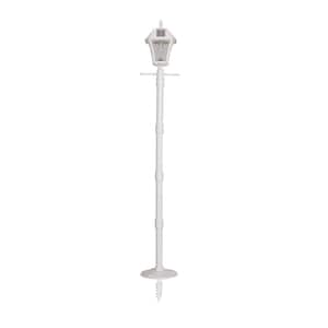 Baytown II Bulb White Outdoor Solar Weather Resistant Integrated LED Landscape Post Light with Lamp Post with Anchor