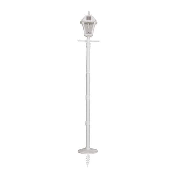 GAMA SONIC Baytown II Bulb White Outdoor Solar Weather Resistant Integrated LED Landscape Post Light with Lamp Post with Anchor