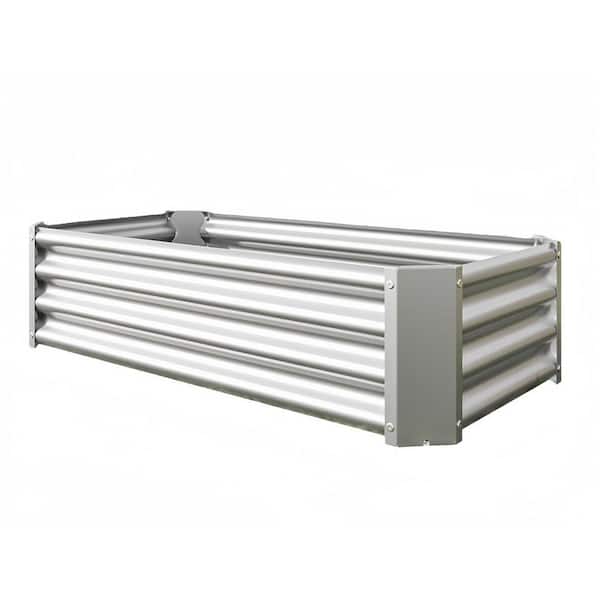 47.24 in. x 24 in. x 11. 81 in. Rectangle Metal Raised Garden Bed in Silver