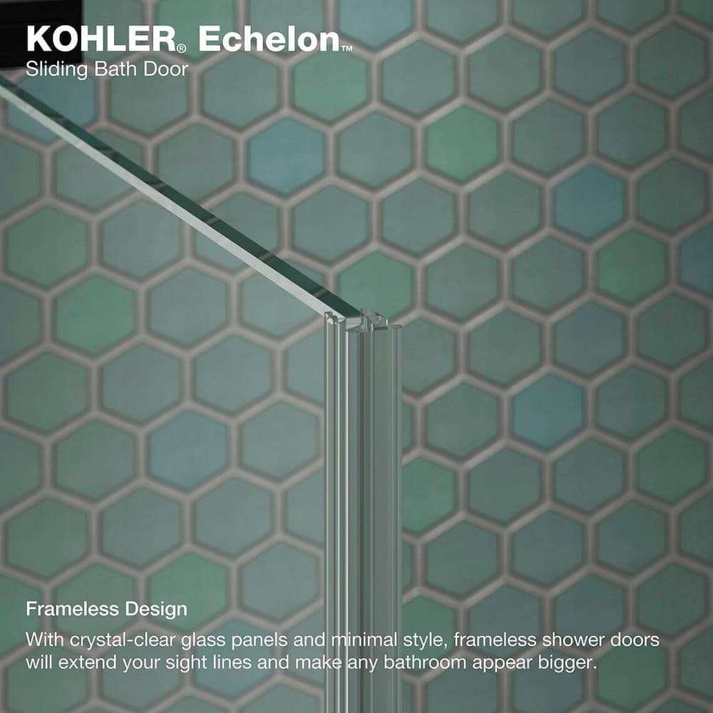 Echelon Anodized Brushed Nickel Sliding Shower Door with Crystal Clear Glass