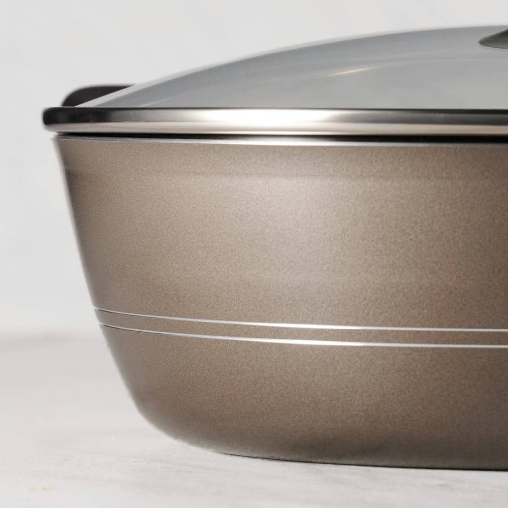 Hazelnut Aluminum Non-Stick 4.5 Quart Dutch Oven with Glass Lid