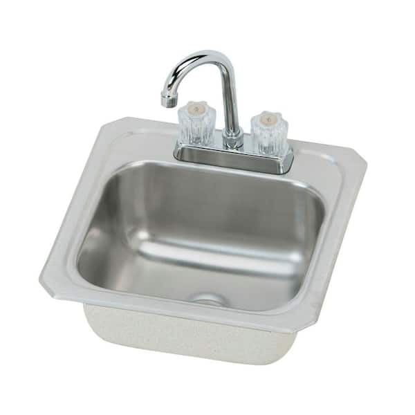 Elkay Celebrity Drop-In Stainless Steel 15 in. Single Bowl Hospitality/Bar Sink with Faucet Satin