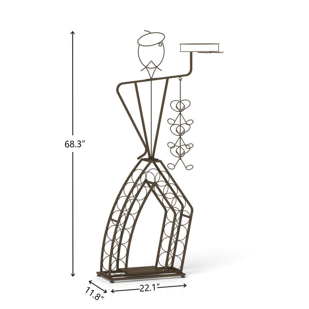 Freestanding Unique Design Wine Bakers Rack with Storage Bottle, Wine Storage Home Bar for Liquor and Wine, Brown