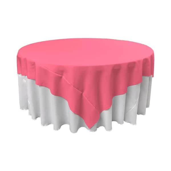LA Linen 72 in. x 72 in. Hot Pink Polyester Poplin Square Tablecloth
