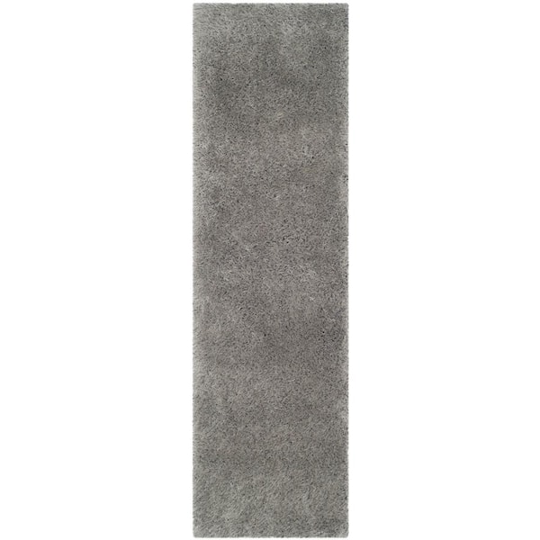 SAFAVIEH Venice Shag Silver 2 ft. x 10 ft. Solid Runner Rug