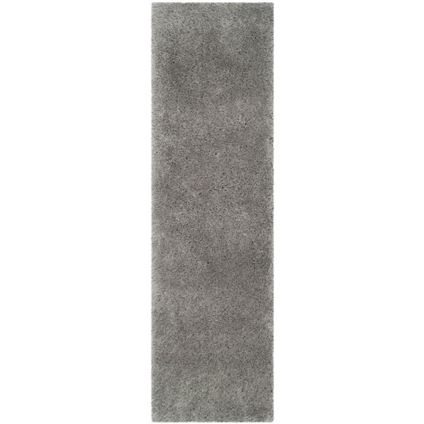 SAFAVIEH Venice Shag Silver 2 ft. x 8 ft. Solid Runner Rug