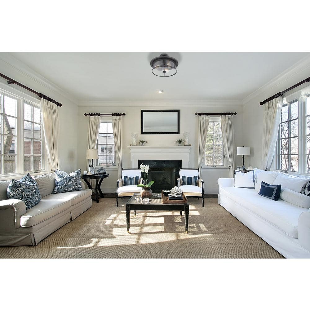 Savannah Bronze and Glass 3-Light Semi-Flush Mount Ceiling Fixture