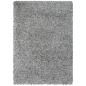 Grey 3 ft. 11 in. x 5 ft. 3 in. Kuki Chie Glam Shag Solid Pattern Area Rug