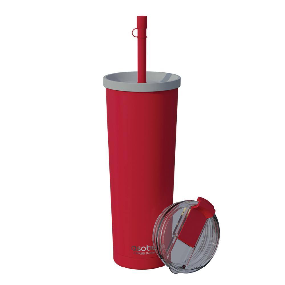 Red Stainless Steel Insulated Travel Tumbler with Dual Lid