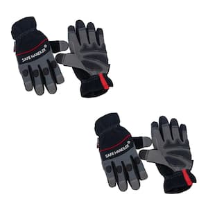 Large/X-Large, Tough Pro Grip Gloves, Knuckle Guard, Thick Protection, Non-Slip Rough Grip (2-Pairs)